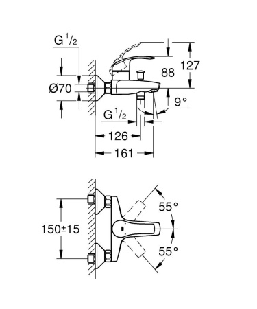 Комплект смесителей для ванной комнаты Grohe Eurosmart New 123582 (124470)