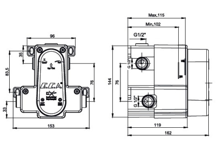 Скрытая часть смесителя E.C.A. 102166204EX