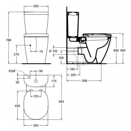 Чаша унитаза напольного Ideal Standard Connect E803701 