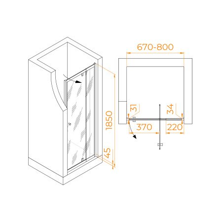 Душевая дверь 70 см RGW Passage PA-02 41080207-51  шиншилла