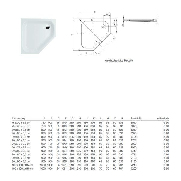 Поддон для душа (90х90) Bette Caro 7189-000
