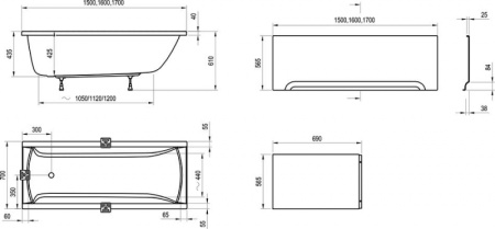 Передняя панель Ravak A U 170 CZ001V0A00