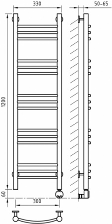 Электрический полотенцесушитель с функцией быстрой сушки ArtofSpace ARTICO EAAO3001200RAL0000RP