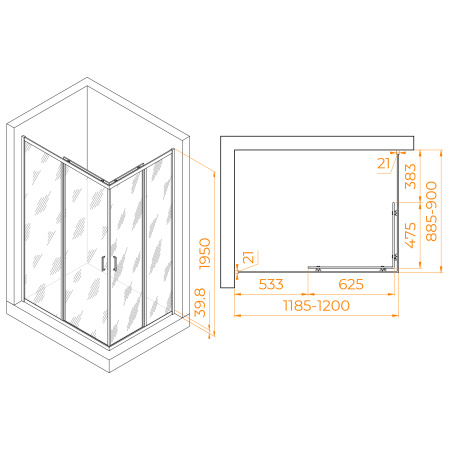 Душевой уголок (120х90) RGW Passage PA-040 3508104092-11 прозрачное