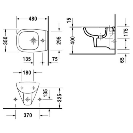 Биде подвесное compact DURAVIT D-CODE 22371500002