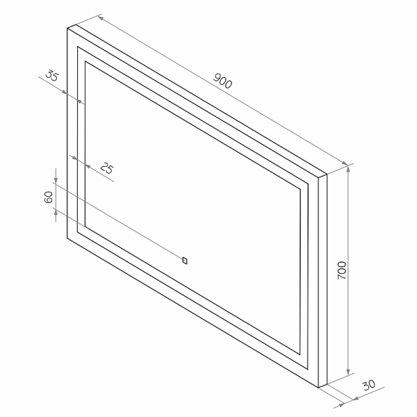 Зеркало с подсветкой (90х70) Continent Rimini ЗЛП1222