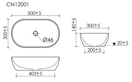 Раковина накладная (50х30) Ceramica Nova Twist CN12001