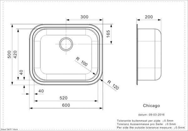 Мойка кухонная Reginox Chicago R (600х500) Lux 3370