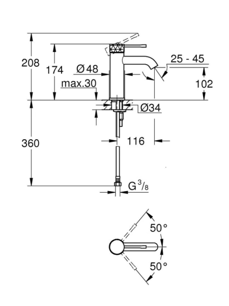 Смеситель для раковины однорычажный Grohe Essence New 24172PF1 хром