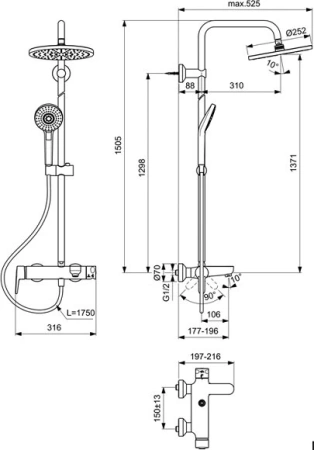 Душевая система Ideal Standard Idealrain Eco Evo B2267AA