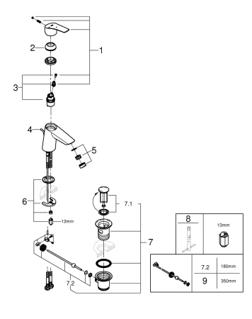 Смеситель для раковины с донным клапаном Grohe Eurosmart 23969 003 (23969003) хром