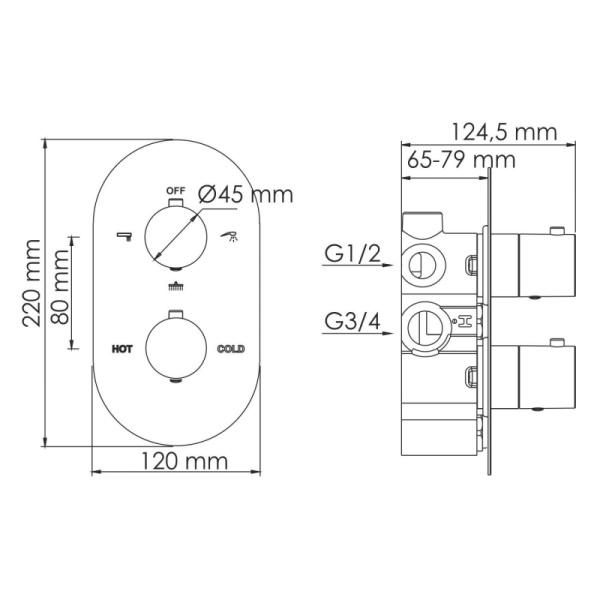 Термостатический смеситель для ванны WasserKRAFT Elbe 7444 Thermo
