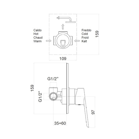 Смеситель для душа встраиваемый Webert Sax Evolution SE880101740, белый