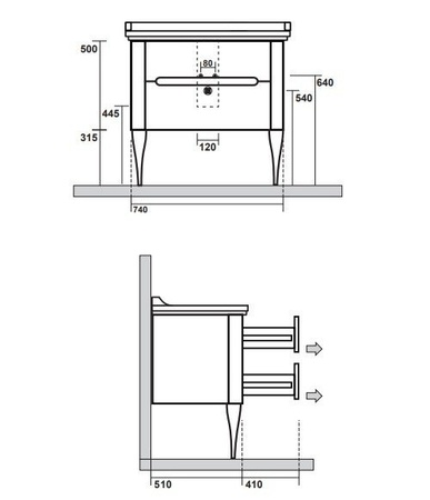 Тумба подвесная без раковины Kerasan Waldorf 925630 bi vaniglia matt