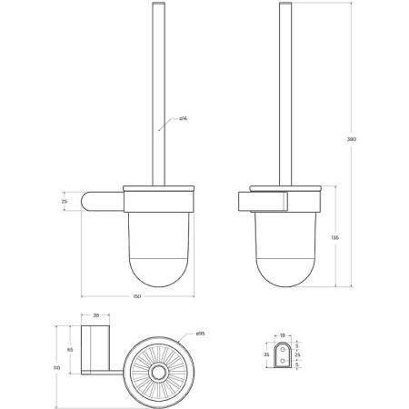 Ёршик для унитаза CEZARES STYLUS-TBS-V-NOP