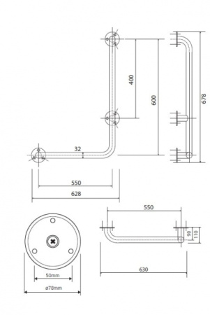 Поручень 60 см, левый, матовый Bemeta Help 301112072