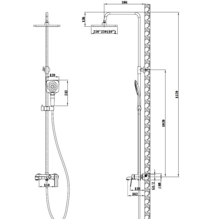 Душевая система с изливом Esko Singapore black ST300BL