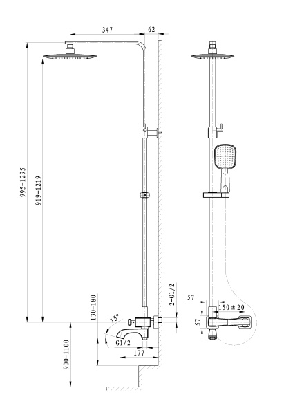 Душевая система WONZON & WOGHAND TRIUMPH, хром WW-563601-CR Душевая система WONZON & WOGHAND TRIUMPH, хром WW-563601-CR