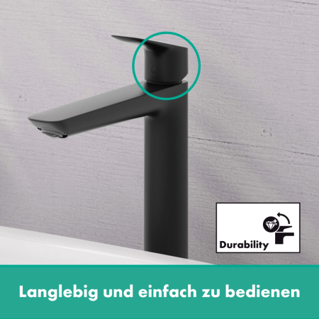 Смеситель для раковины с донным клапаном Hansgrohe Logis Fine 71257670 черный матовый