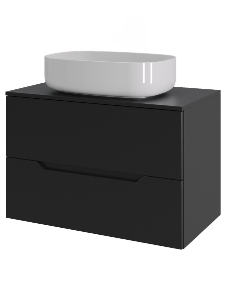 Тумба с раковиной подвесная 70 см, Orange Line Li-70TubMDF+B07-540W черный/белый