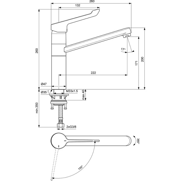 Смеситель для кухни Ideal Standard Ceraflex BC137AA, хром