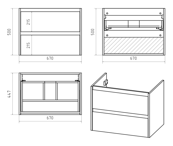 Тумба под раковину  Brevita Dallas 70 DAL-01070-074П