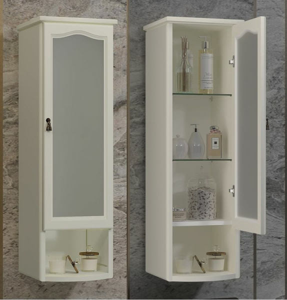 Шкаф Opadiris Риспекто подвесной, одностворчатый, цвет слоновая кость, правый, с матовым стеклом 00-00006084