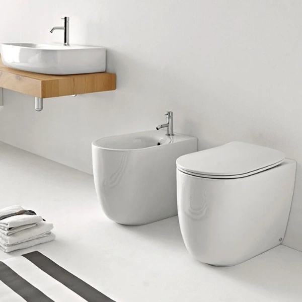 Унитаз приставной безободковый TORNADO Kerasan Nolita 531901 белый глянец, без сиденья