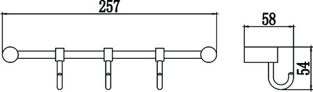 Планка с крючками 3 крючка Savol S-006203
