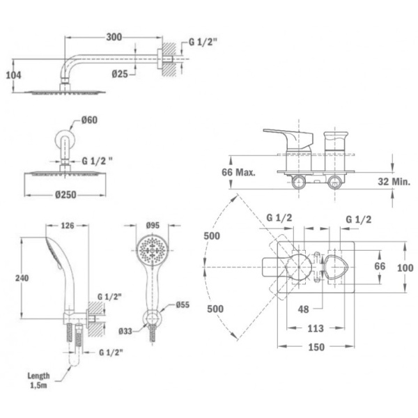 Встроенная душевая система Teka Manacor 841720220