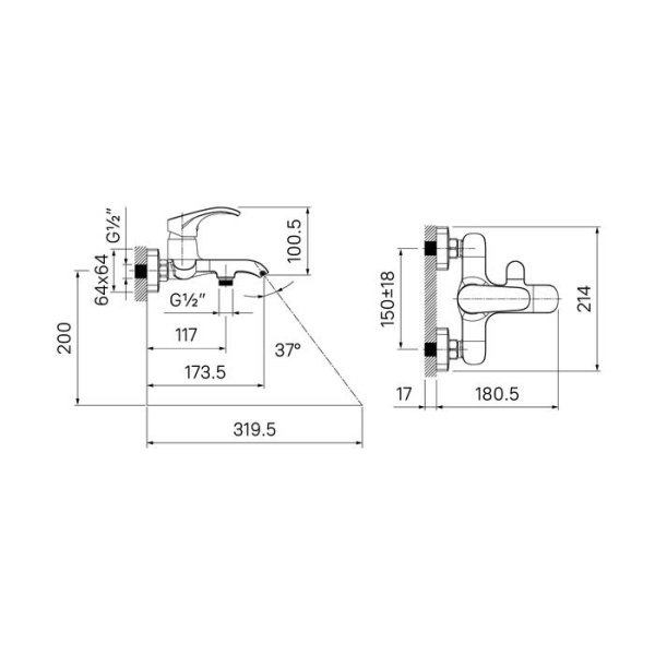 Смеситель для ванны IDDIS Joker JOKSB00i02WA, хром