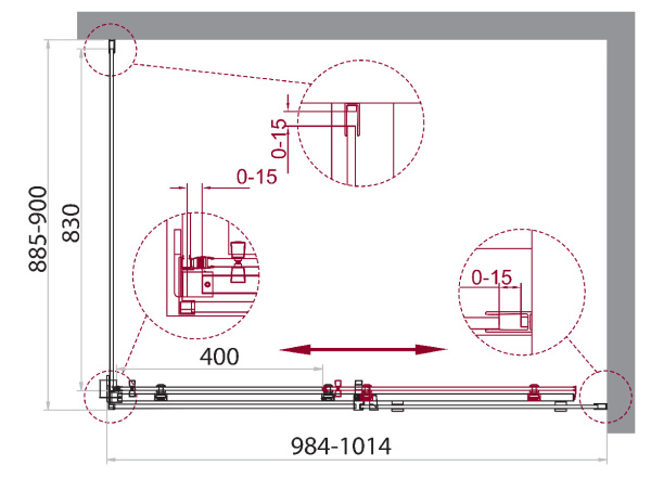 Душевой уголок (100х90) BelBagno ACQUA-AH-1-100/90-C-Cr