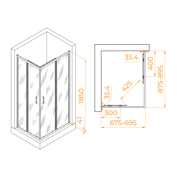 Душевой уголок (90х70) RGW Passage PA-146B 020814679-14 прозрачное