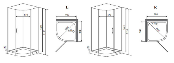 Душевая кабина (90х90) Timo Premium ARMO H-506
