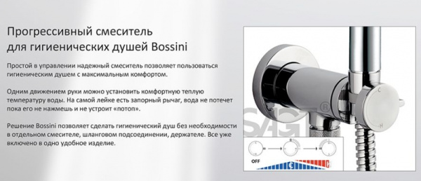 Гигиенический набор с прогрессивным смесителем Bossini Paloma Brass, хром E37005B.030 Гигиенический набор с прогрессивным смесителем Bossini Paloma Brass, хром E37005B.030