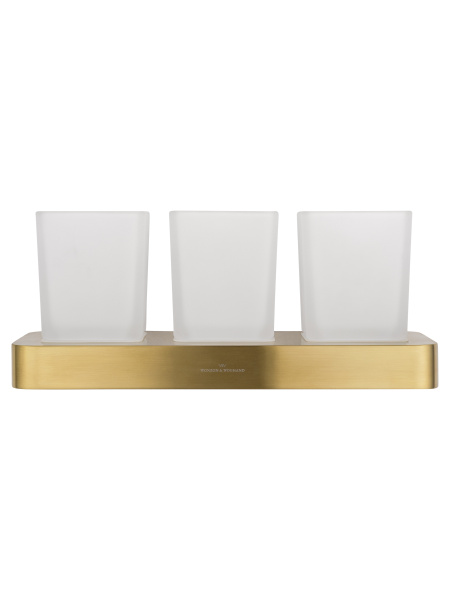 Три стакана для зубных щеток с держателем WONZON & WOGHAND LOTTE, брашированное золото WW-8338-BG