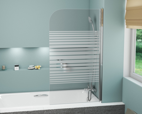 Душевая шторка на ванну (80х140) Grossman GR-100P хром, распашная