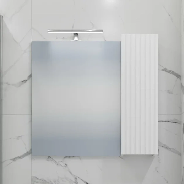 Зеркальный шкаф Санта Юпитер 700367 70x65 см L/R, со светильником, белый глянец