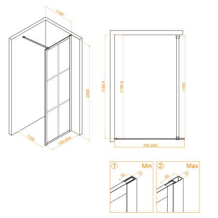 Душевая перегородка 80 см RGW WA-111 B Walk In 411011108-84 прозрачное
