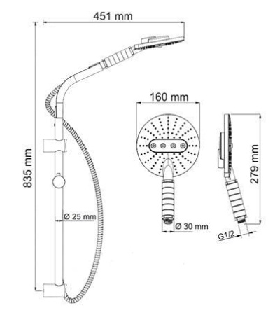 Душевой гарнитур WasserKRAFT A044