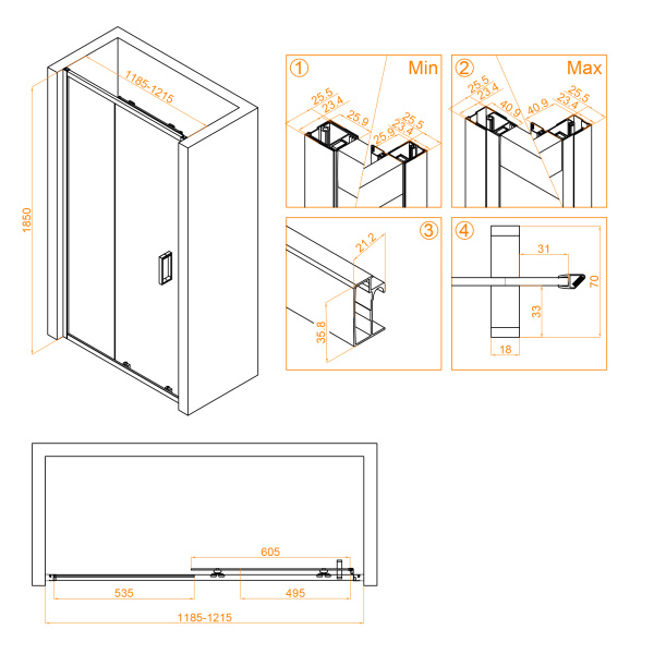 Душевая дверь 120 см RGW Classic CL-14-В 32091412-14 прозрачный