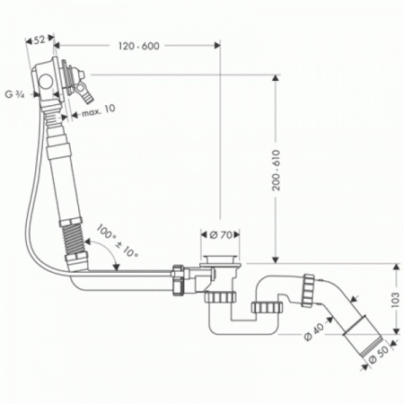 СЛИВ-ПЕРЕЛИВ  для ванны Hansgrohe Exafill 58126180