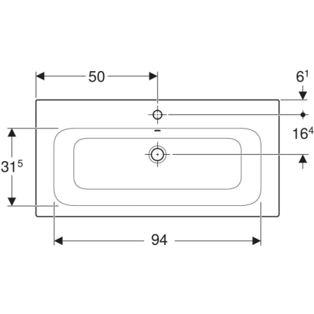 Раковина накладная (100х48 )Geberit Renova Plan 122200000