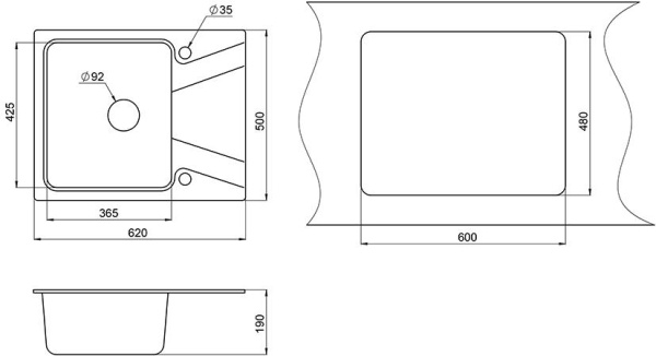 Кухонная мойка (62х42,5) EMAR EMQ-1620.Q Алмаз