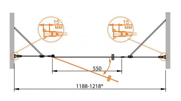 Душевая дверь в нишу Cezares ROYAL PALACE-A-B-13-30+60/40-CP-G