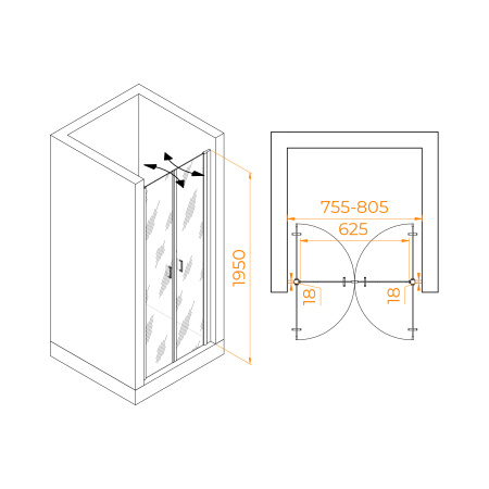 Душевая дверь 80 см RGW Passage PA-104 060810408-14 прозрачное