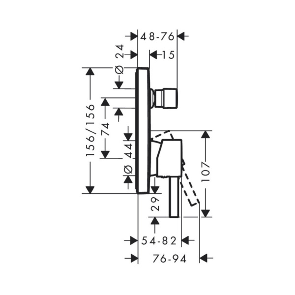 Встраиваемый смеситель для ванны Hansgrohe Finoris 76416700 матовый белый
