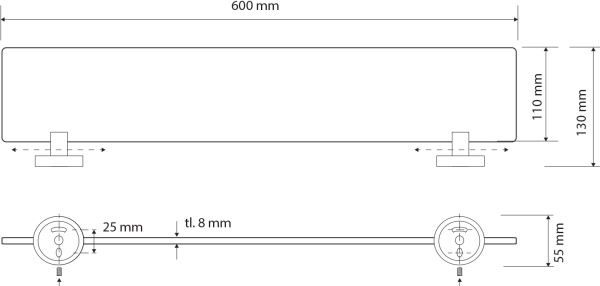 Полка стеклянная Bemeta Dark 104102040