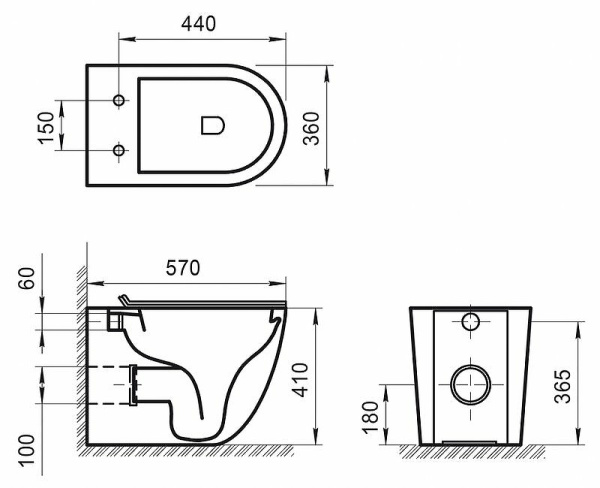 Унитаз приставной безободковый BelBagno SFERA-R BB2141CBR