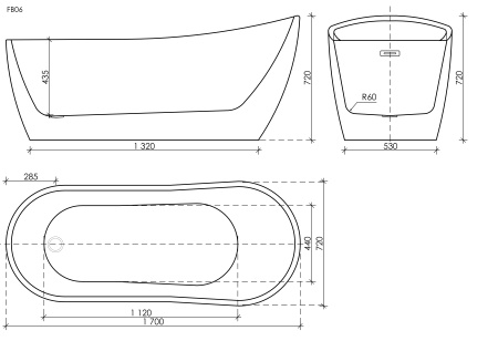 Акриловая ванна (170x72) Sancos  Perla FB06